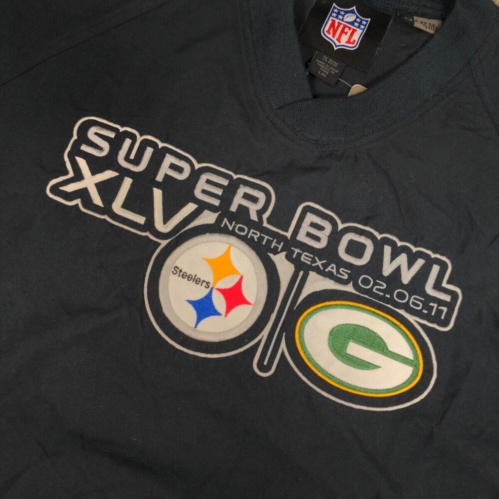 NFL Super Bowl XLV Dueling Sideline Steelers Packers Pullover‎ Windbreaker L NOS